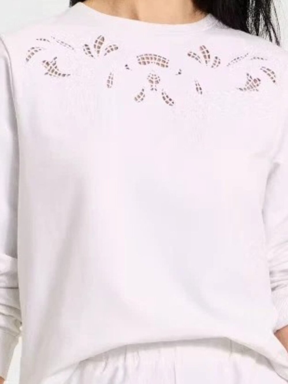 NWT a new day Women's Eyelet Accented Sweatshirt Size M - Picture 2 of 5